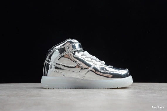 Mid Kids Metallic Force Air Nike 1 314197-8500 WB Silver 1219